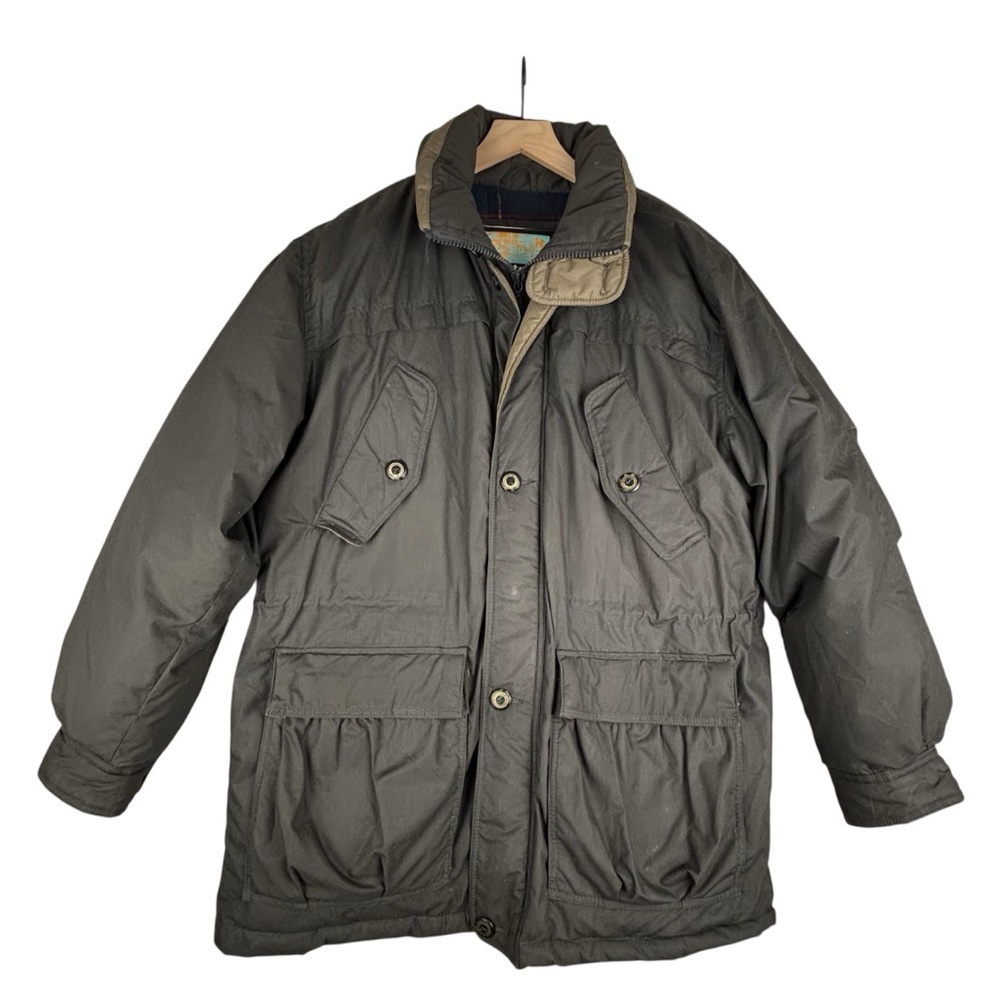 Vintage Stratojac Jacket Men Medium Brown Down‎ Canvas Barn Coat Chore Ski